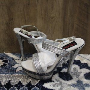 sparkly silver heels